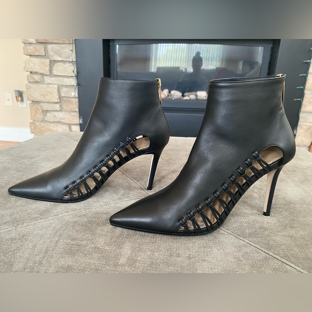 Brand New Tamara Mellon Dom Ankle 90 Nappa Leather Boots - Black, Size 37